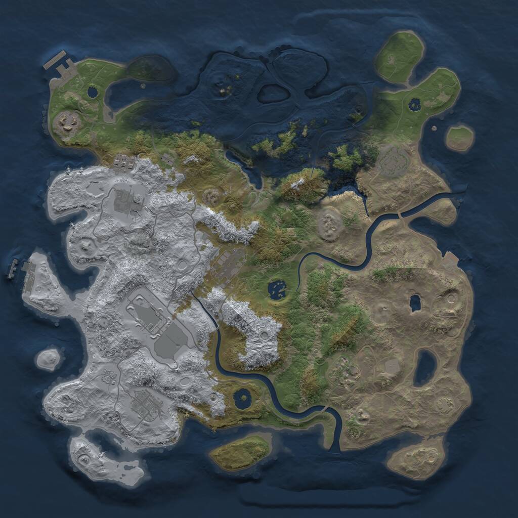 Rust Map: Procedural Map, Size: 4000, Seed: 33563287, 15 Monuments