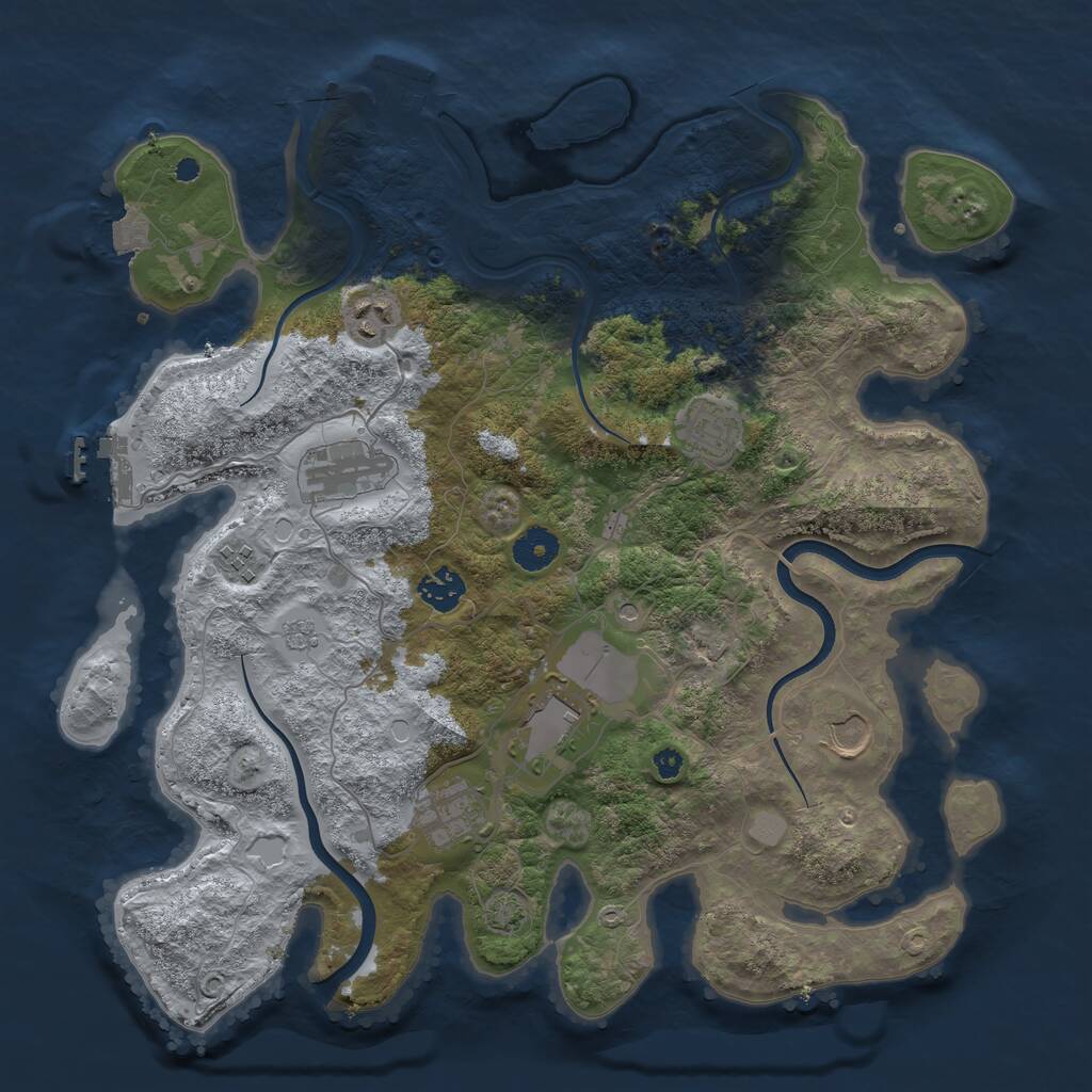 Rust Map: Procedural Map, Size: 3750, Seed: 442255082, 14 Monuments