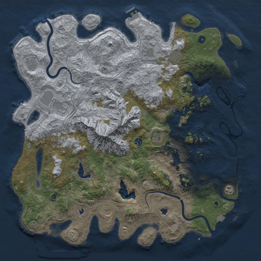 Rust Map: Procedural Map, Size: 5000, Seed: 272604, 16 Monuments