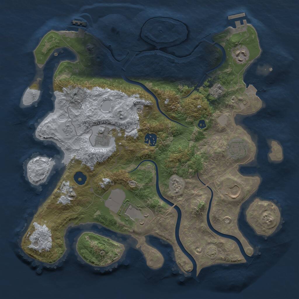 Rust Map: Procedural Map, Size: 3500, Seed: 2441587, 13 Monuments