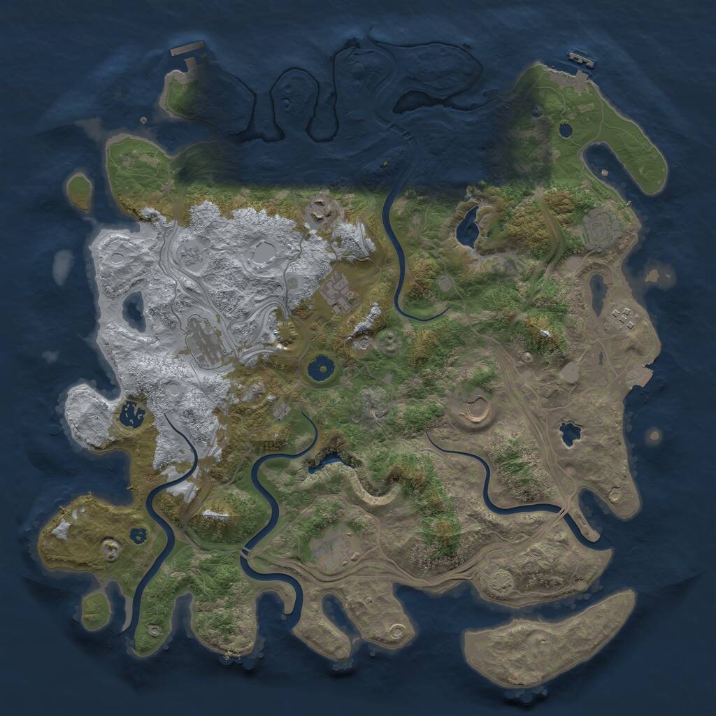 Rust Map: Procedural Map, Size: 4250, Seed: 2032794527, 14 Monuments