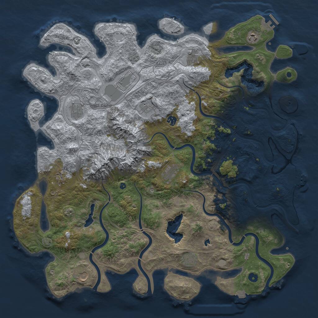 Rust Map: Procedural Map, Size: 5000, Seed: 1049658307, 17 Monuments