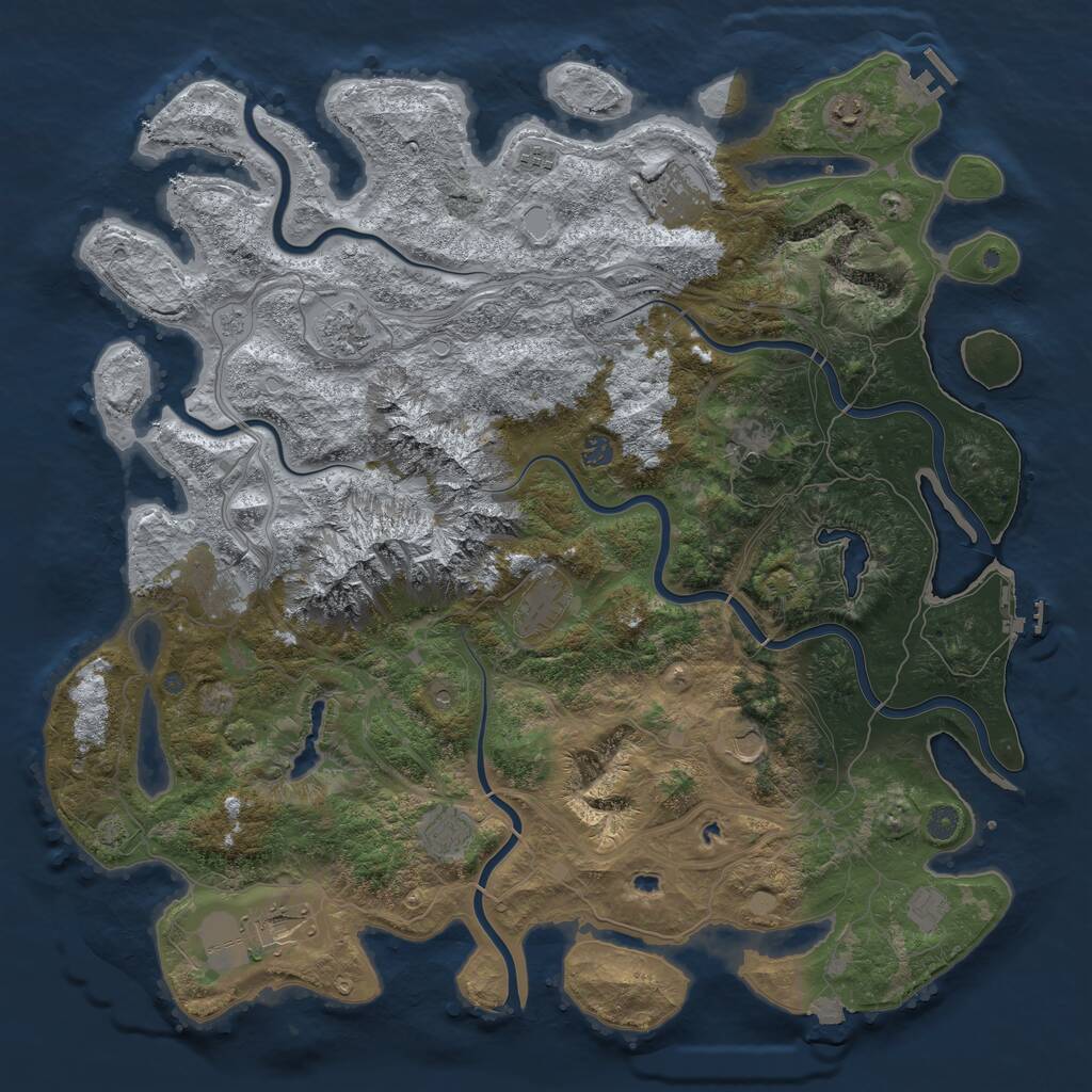 Rust Map: Procedural Map, Size: 5000, Seed: 1049658307, 19 Monuments