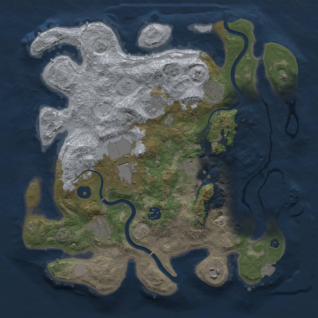 Rust Map: Procedural Map, Size: 3500, Seed: 202431371, 13 Monuments