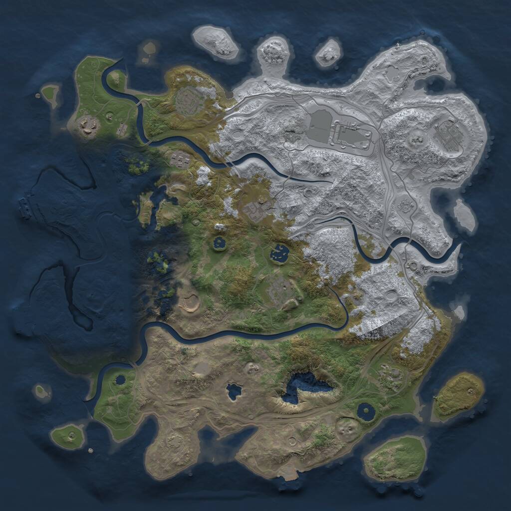Rust Map: Procedural Map, Size: 4250, Seed: 1691112071, 16 Monuments