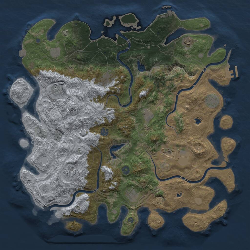 Rust Map: Procedural Map, Size: 4500, Seed: 1958167098, 18 Monuments