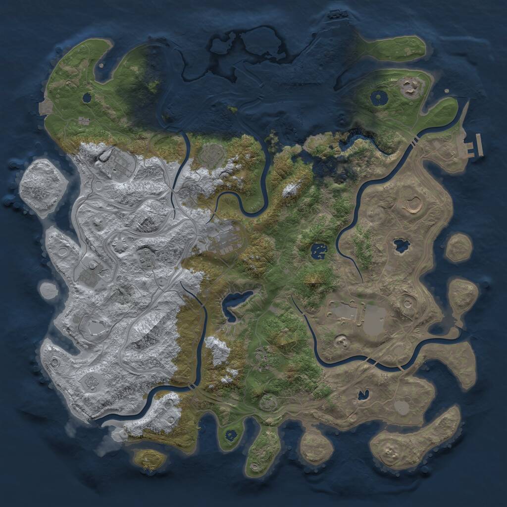 Rust Map: Procedural Map, Size: 4500, Seed: 1958167098, 16 Monuments