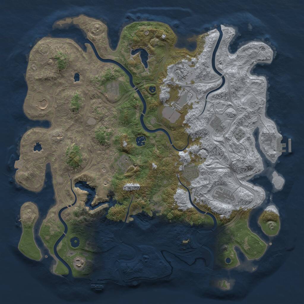 Rust Map: Procedural Map, Size: 4500, Seed: 294373908, 17 Monuments