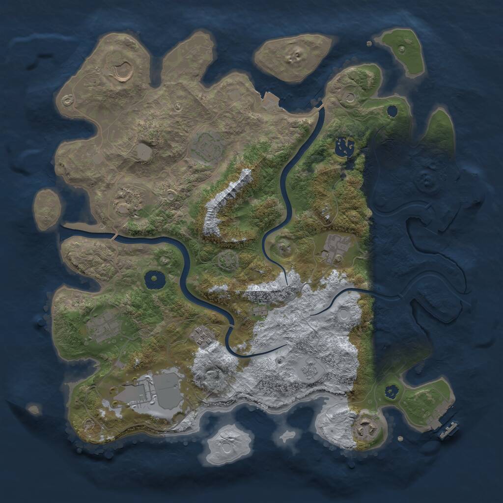 Rust Map: Procedural Map, Size: 3700, Seed: 1277841047, 15 Monuments