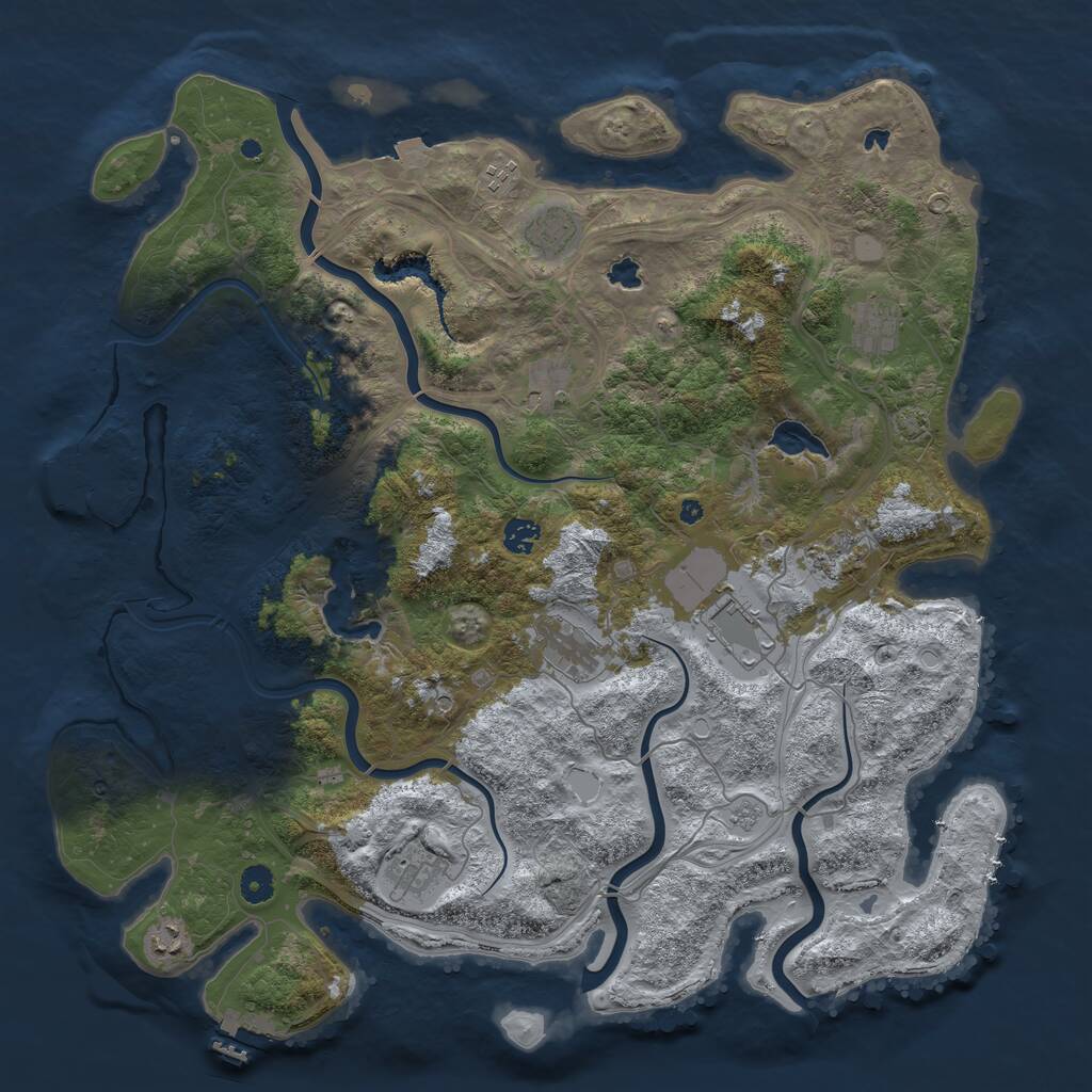 Rust Map: Procedural Map, Size: 4500, Seed: 1878646115, 16 Monuments