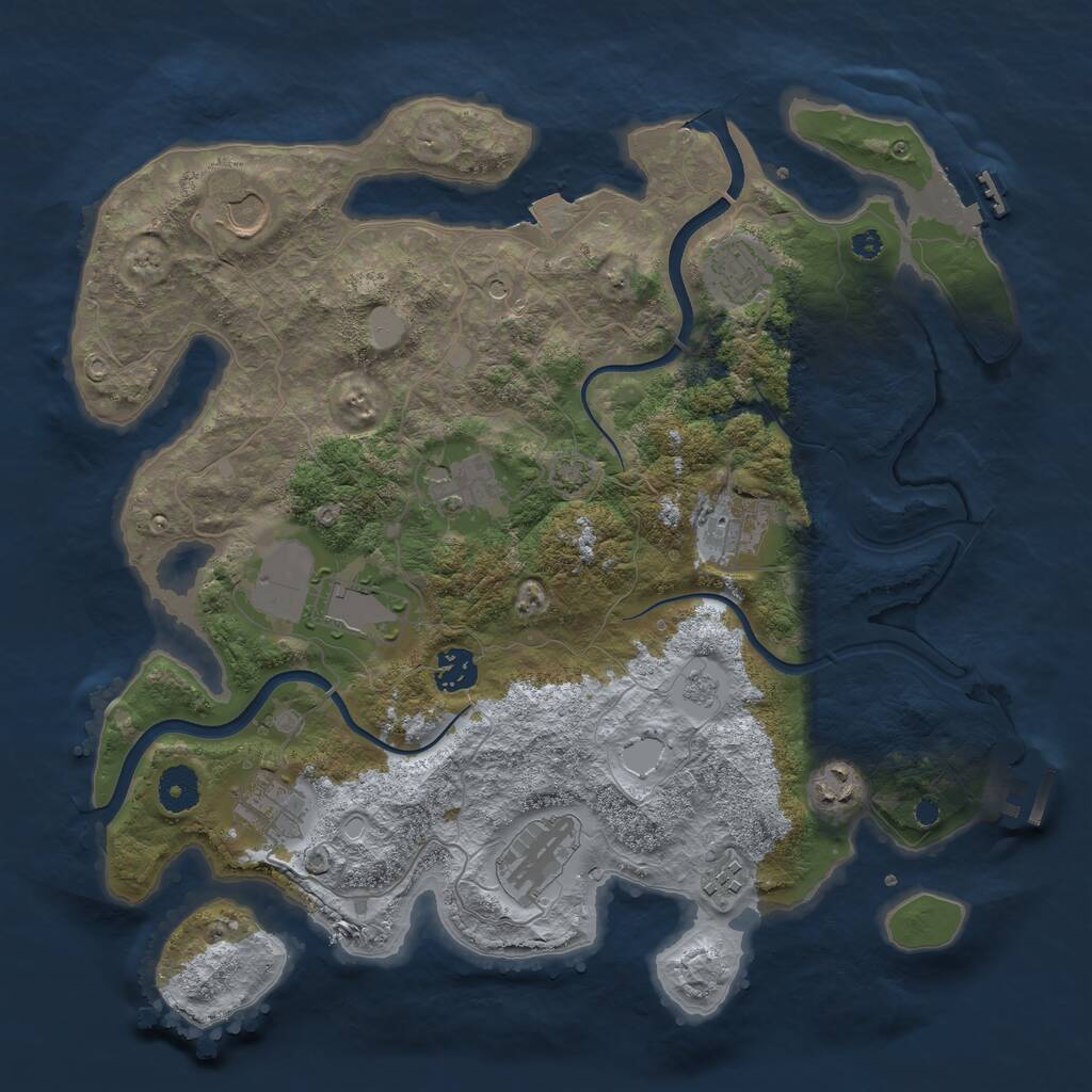 Rust Map: Procedural Map, Size: 3700, Seed: 648600440, 16 Monuments