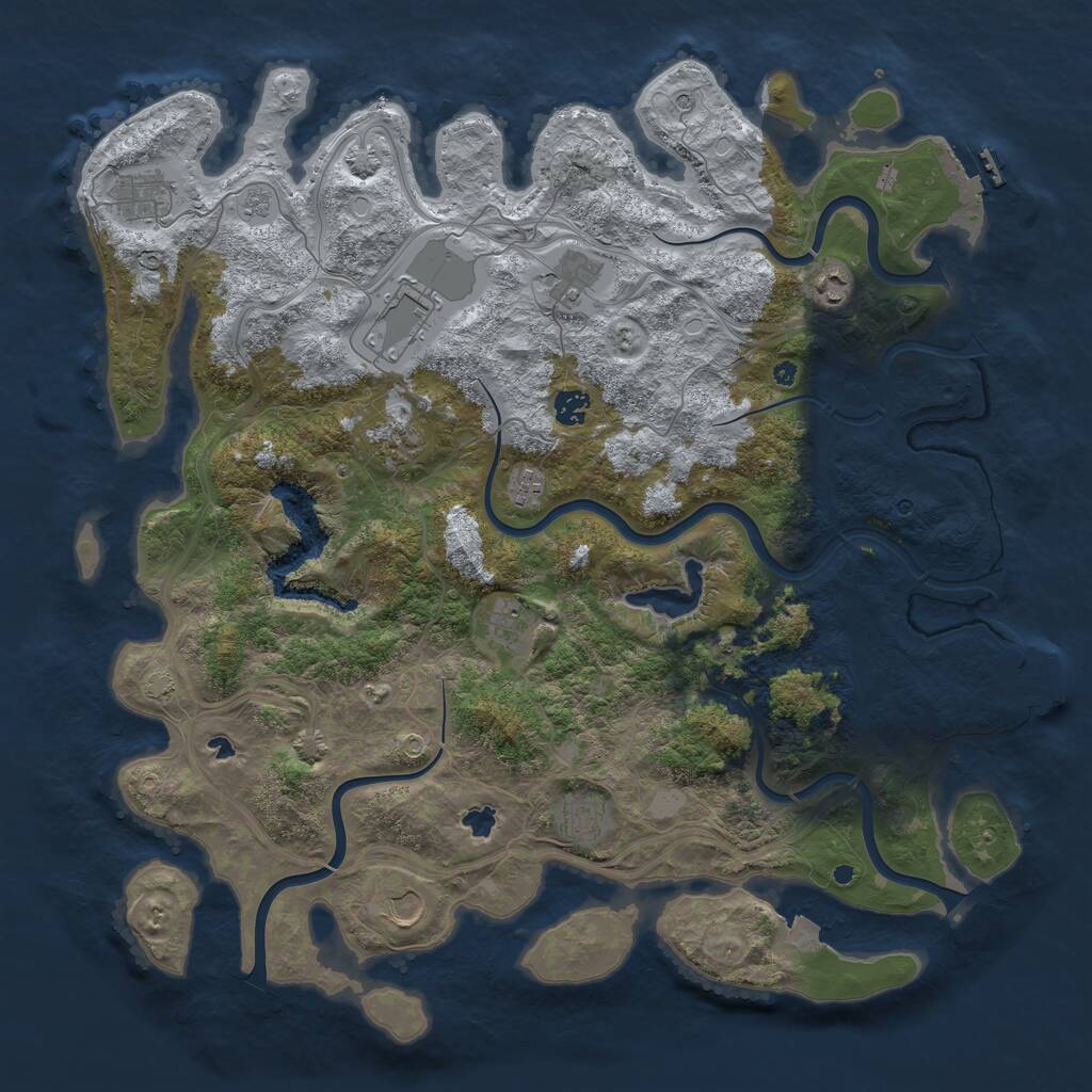 Rust Map: Procedural Map, Size: 4500, Seed: 1050471493, 16 Monuments