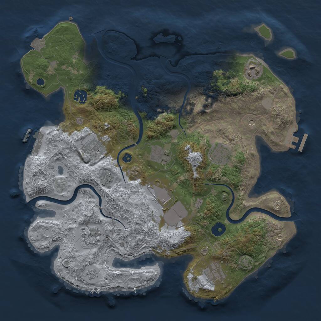 Rust Map: Procedural Map, Size: 3500, Seed: 600909672, 15 Monuments