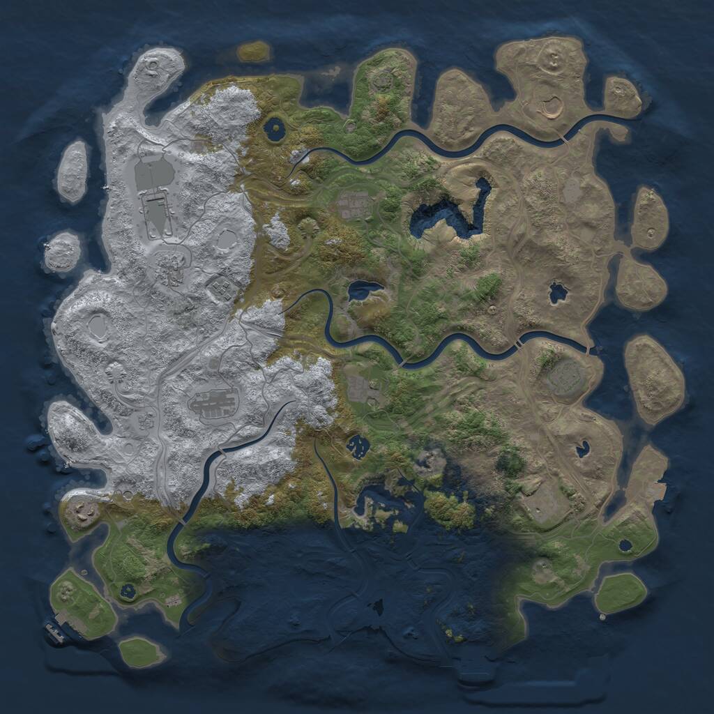 Rust Map: Procedural Map, Size: 4800, Seed: 1070276082, 17 Monuments