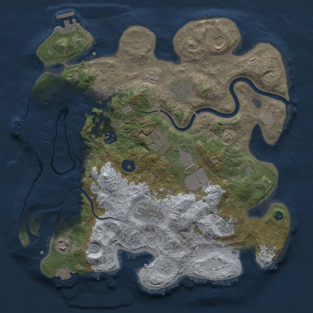 Rust Map: Procedural Map, Size: 3500, Seed: 2147424330, 16 Monuments