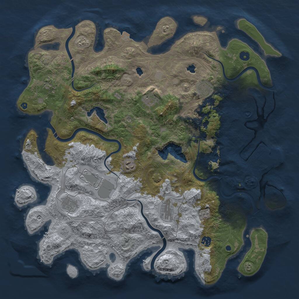 Rust Map: Procedural Map, Size: 4500, Seed: 644478042, 14 Monuments