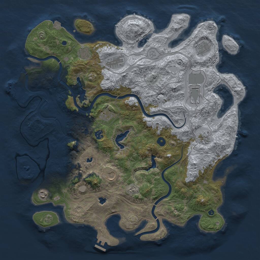 Rust Map: Procedural Map, Size: 4500, Seed: 1332841127, 16 Monuments