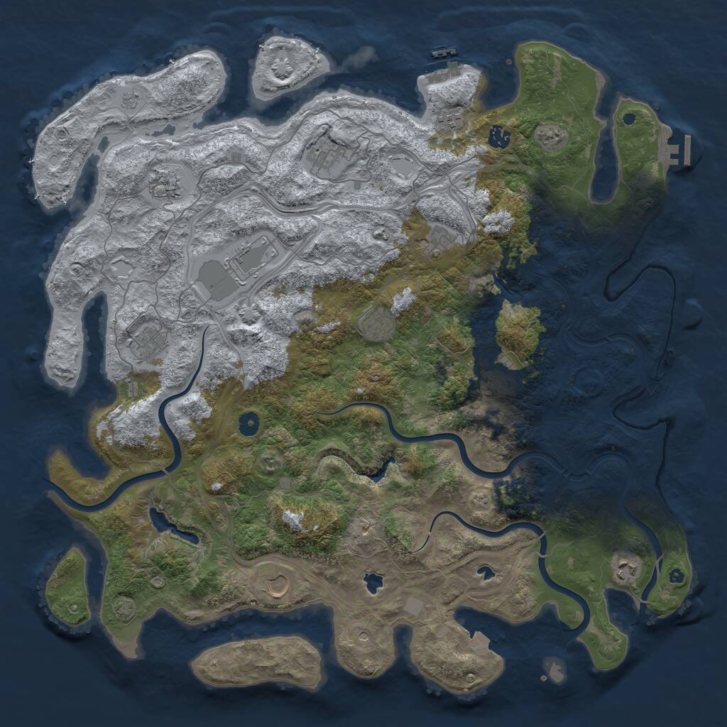 Rust Map: Procedural Map, Size: 4800, Seed: 1222281760, 17 Monuments
