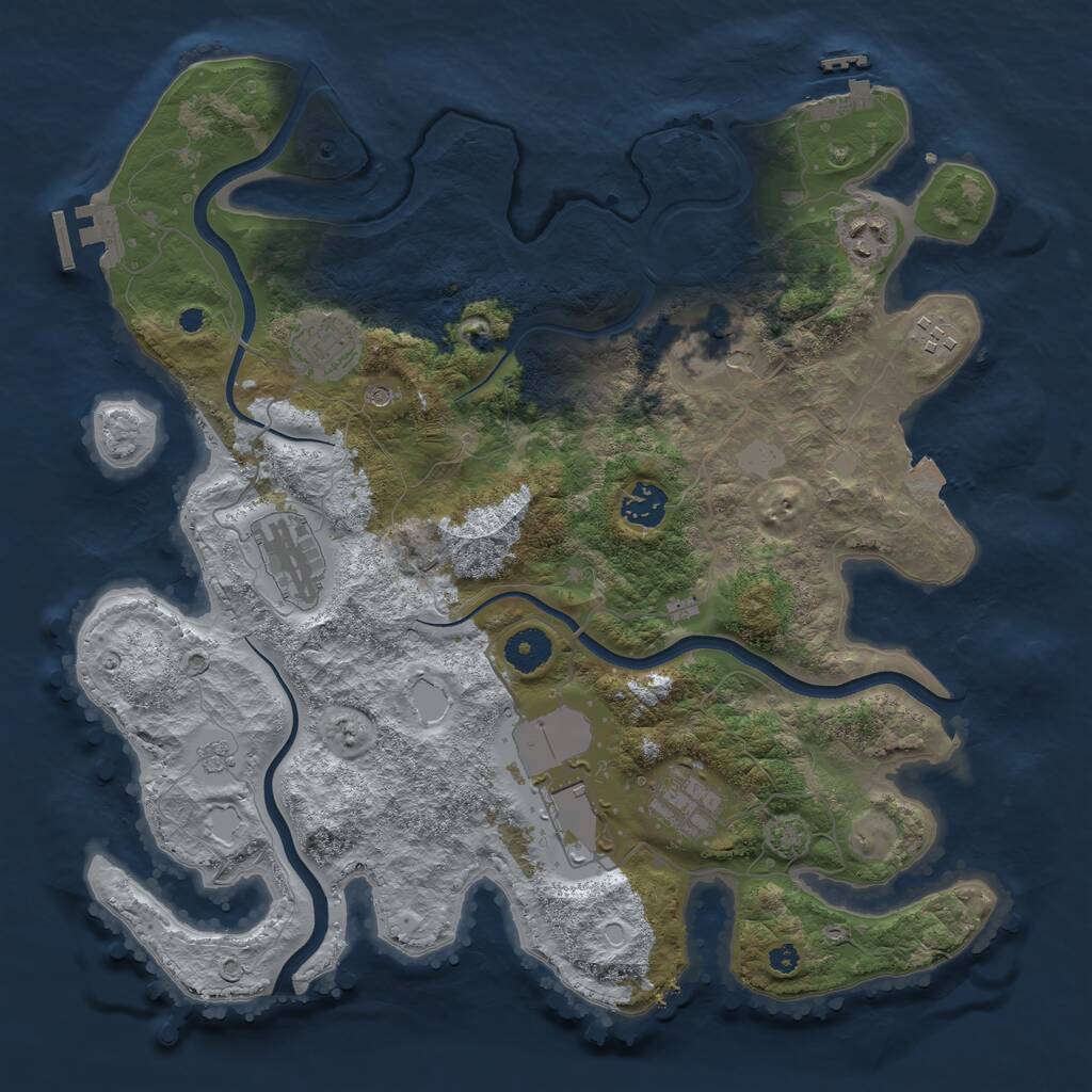 Rust Map: Procedural Map, Size: 3700, Seed: 1169793627, 14 Monuments