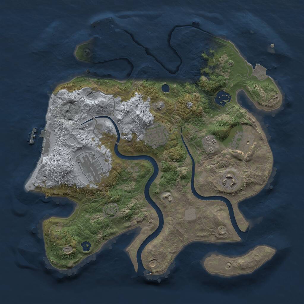 Rust Map: Procedural Map, Size: 3000, Seed: 1794853123, 11 Monuments