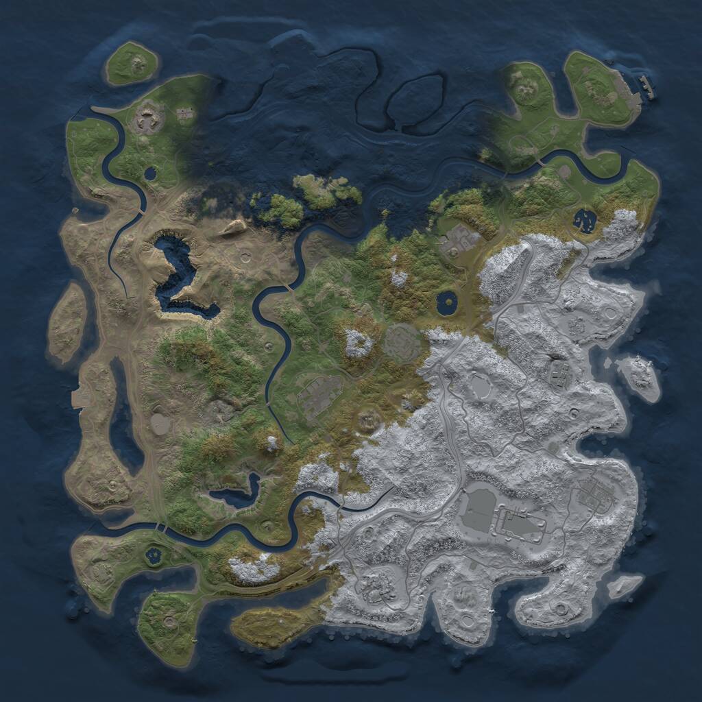 Rust Map: Procedural Map, Size: 4500, Seed: 683404807, 16 Monuments