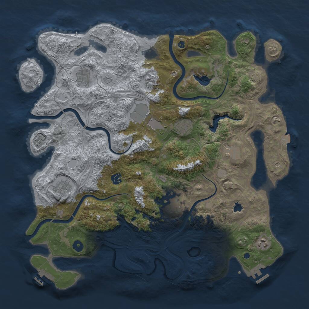 Rust Map: Procedural Map, Size: 4250, Seed: 1289664700, 16 Monuments