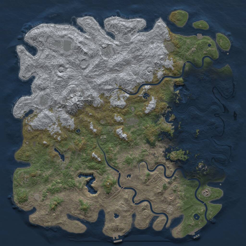 Rust Map: Procedural Map, Size: 6000, Seed: 1336, 17 Monuments