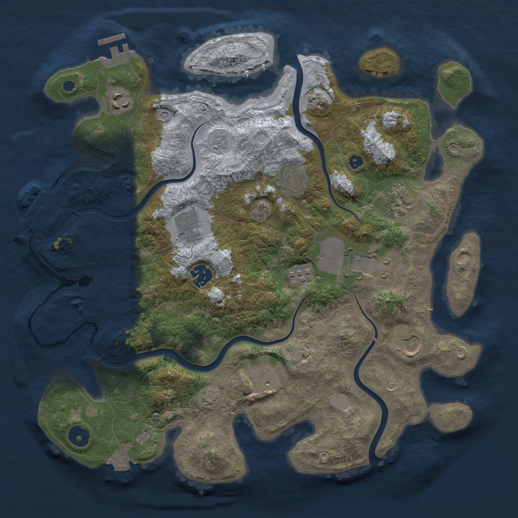 Rust Map: Procedural Map, Size: 3750, Seed: 323036015, 15 Monuments