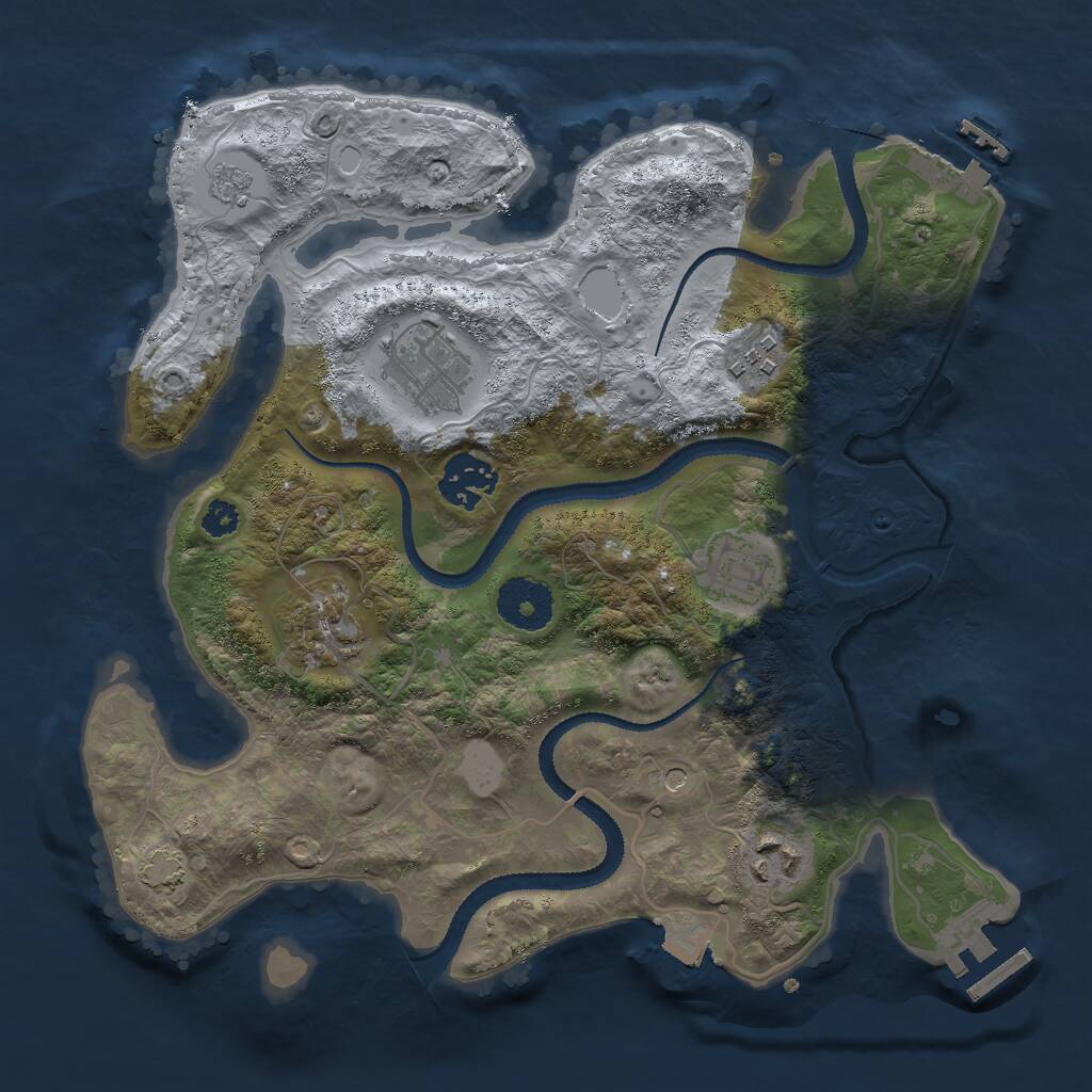 Rust Map: Procedural Map, Size: 3000, Seed: 1588712350, 12 Monuments