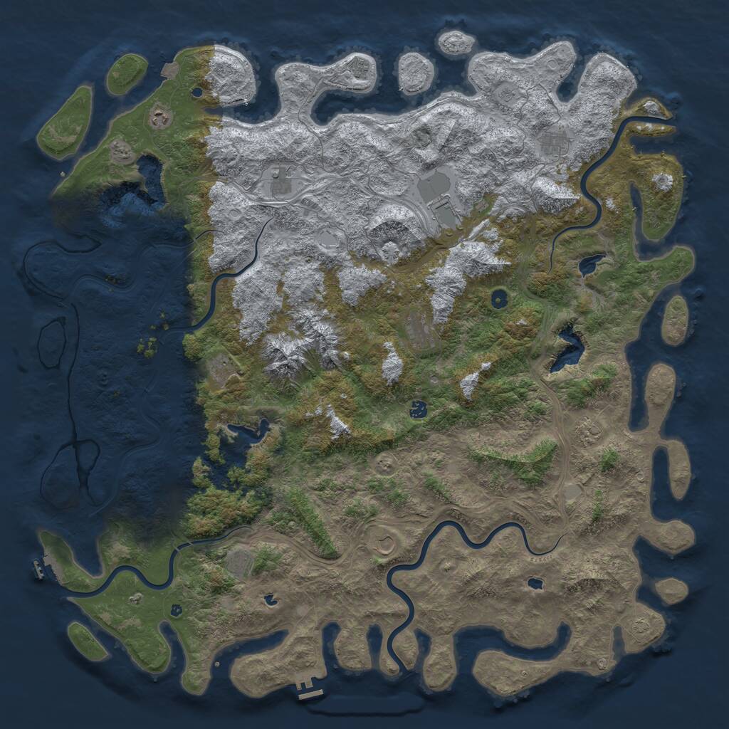 Rust Map: Procedural Map, Size: 6000, Seed: 2027394848, 17 Monuments