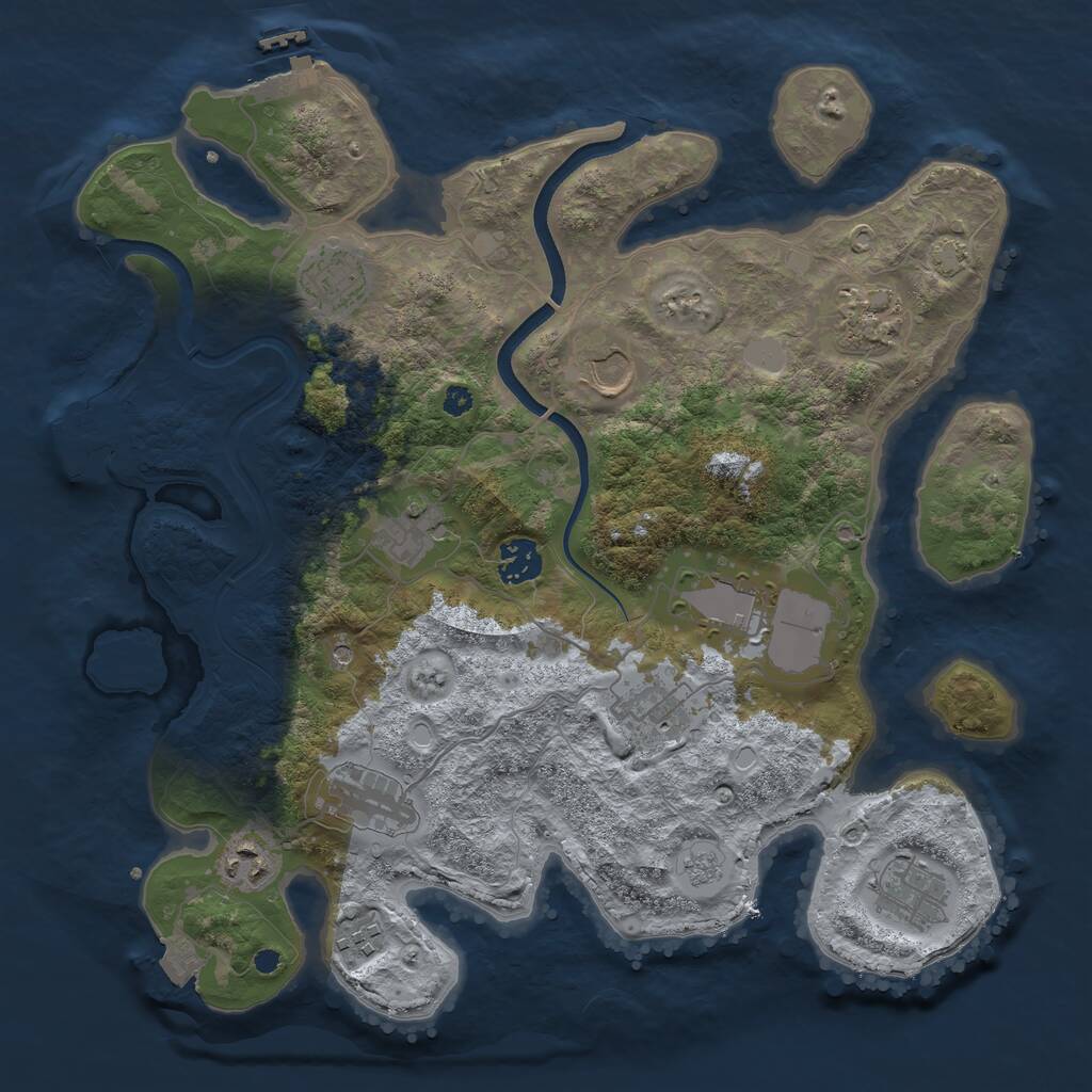 Rust Map: Procedural Map, Size: 3600, Seed: 957105942, 17 Monuments