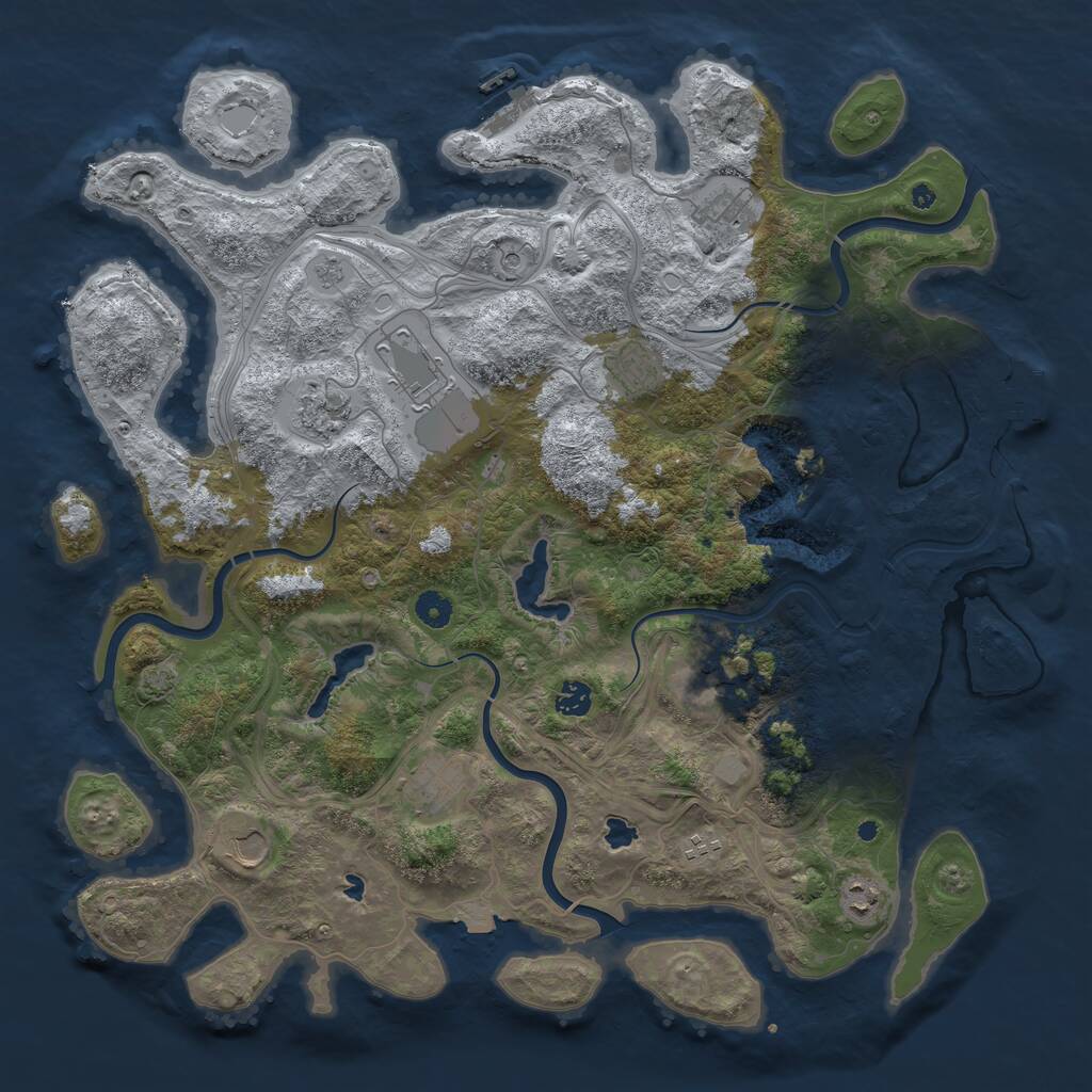 Rust Map: Procedural Map, Size: 4500, Seed: 13372918, 16 Monuments