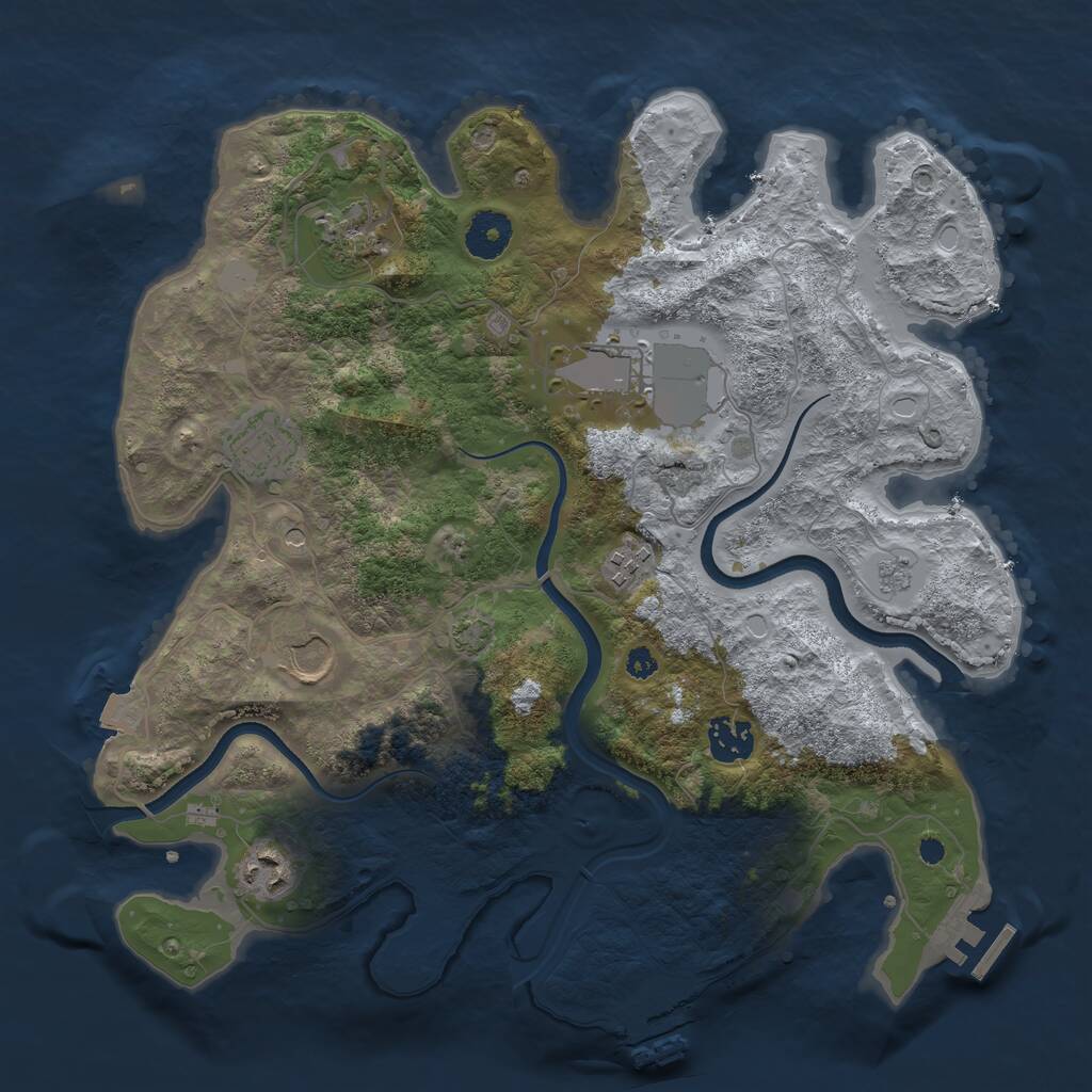 Rust Map: Procedural Map, Size: 3500, Seed: 1076881908, 13 Monuments