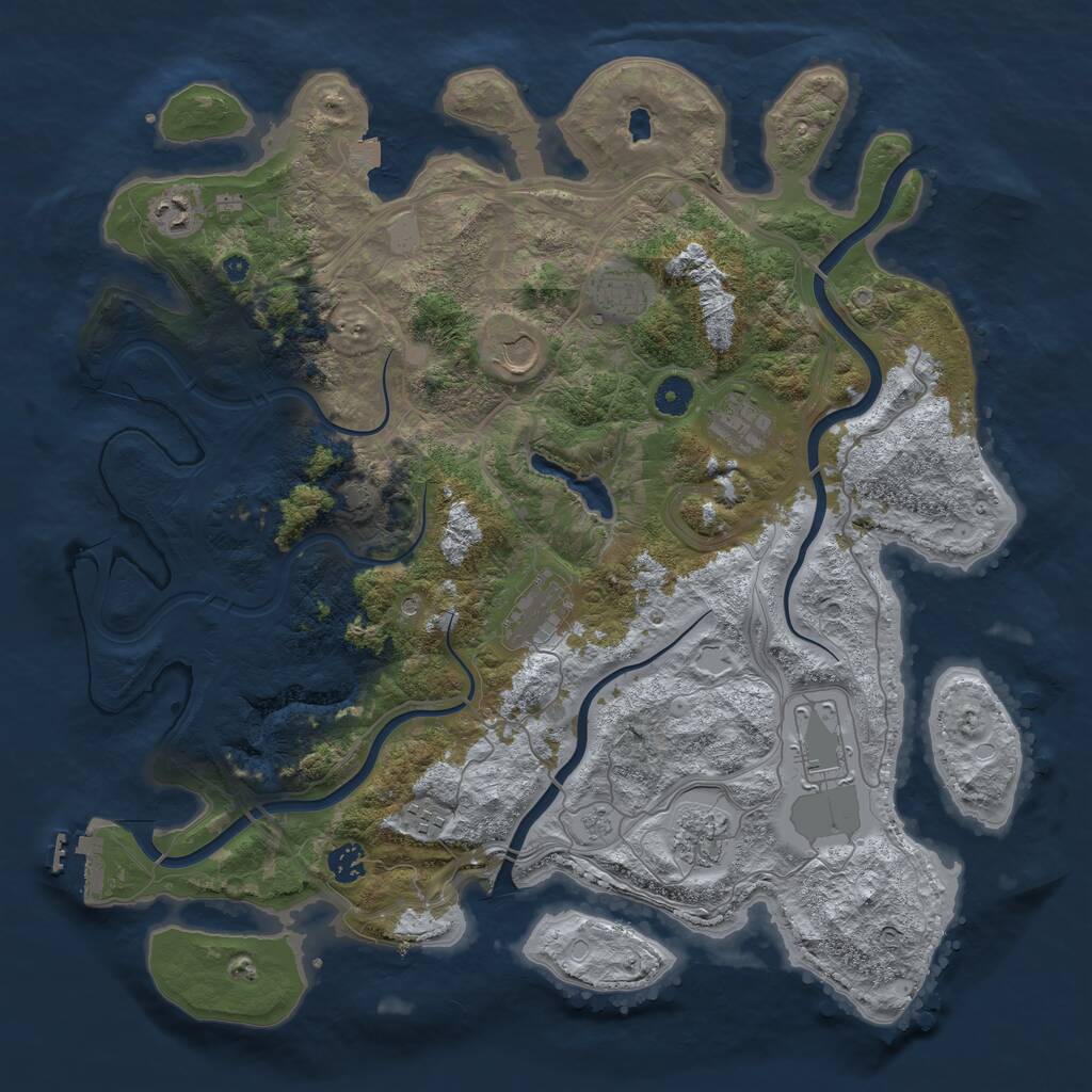 Rust Map: Procedural Map, Size: 4250, Seed: 278121407, 14 Monuments