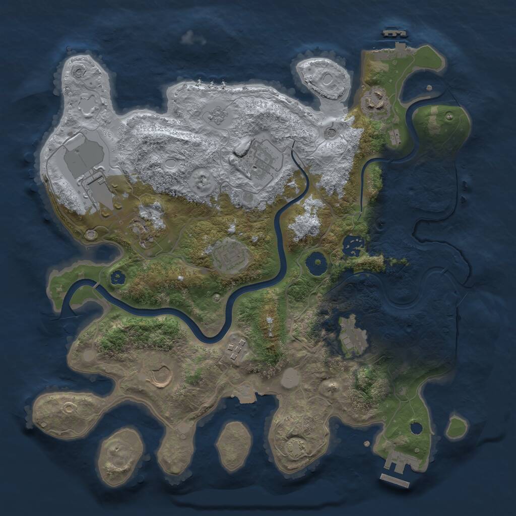 Rust Map: Procedural Map, Size: 3500, Seed: 438765725, 15 Monuments