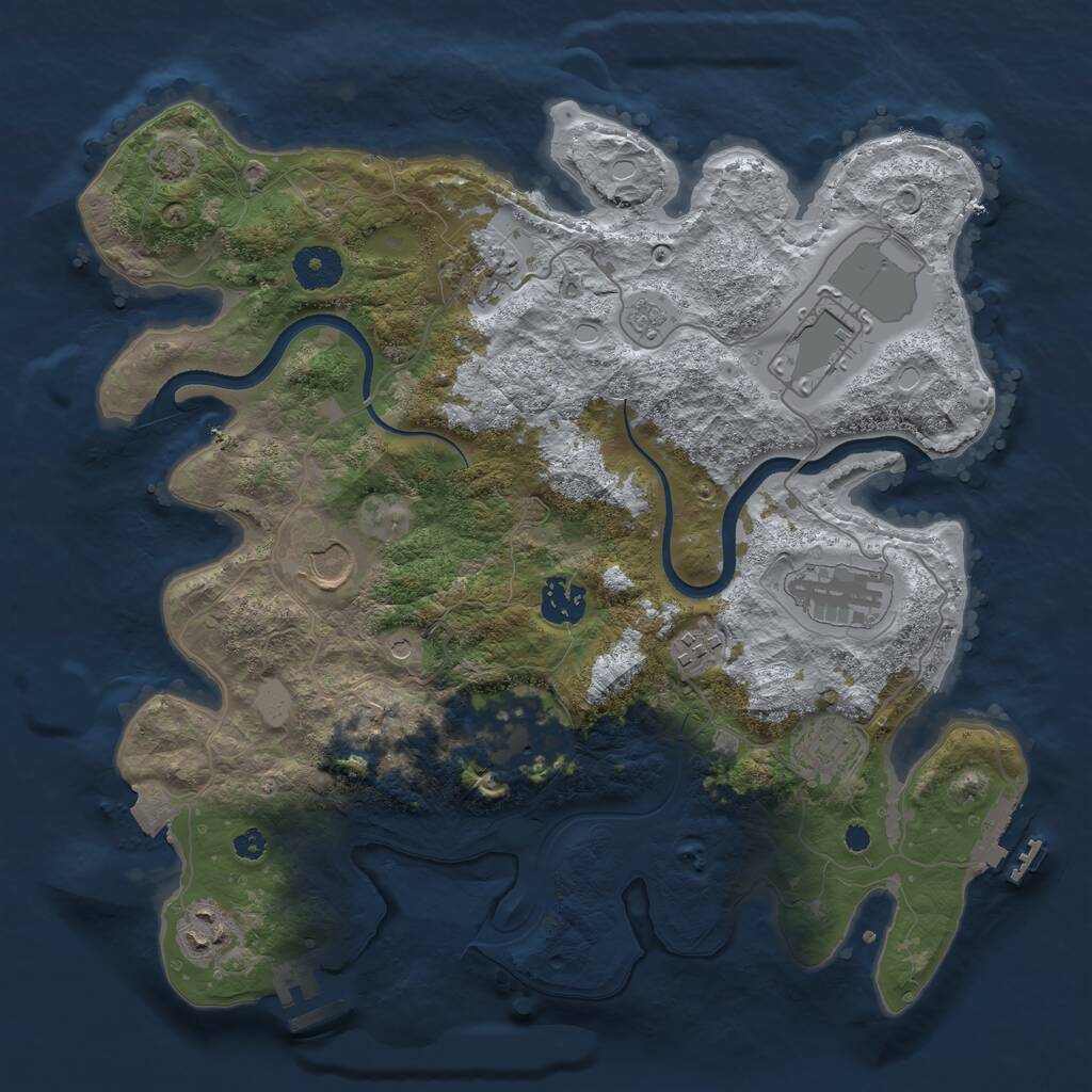 Rust Map: Procedural Map, Size: 3500, Seed: 1217219487, 15 Monuments