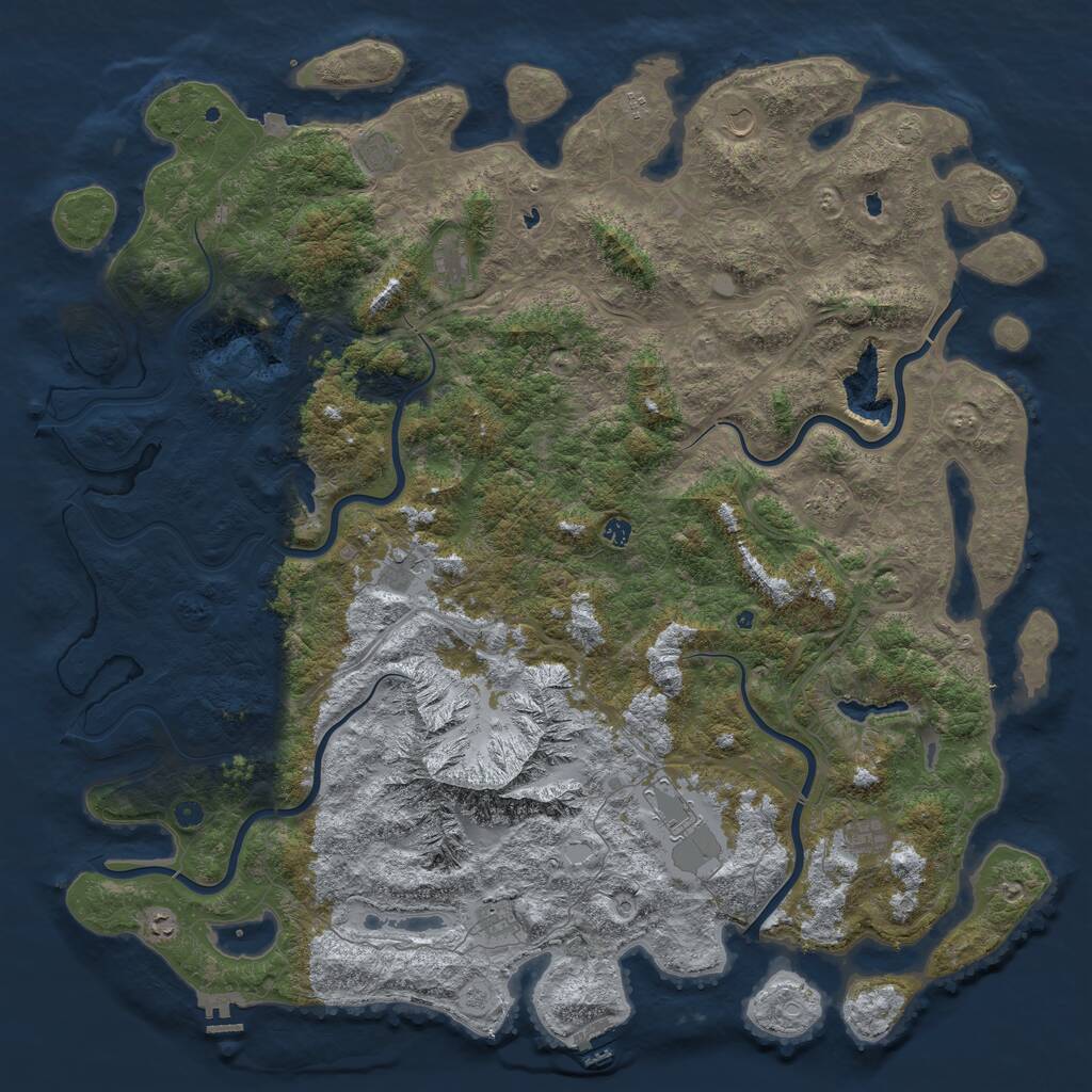 Rust Map: Procedural Map, Size: 6000, Seed: 6543654, 17 Monuments