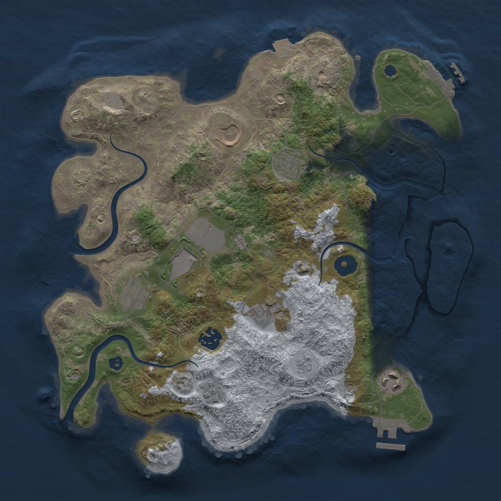 Rust Map: Procedural Map, Size: 3500, Seed: 883215892, 14 Monuments