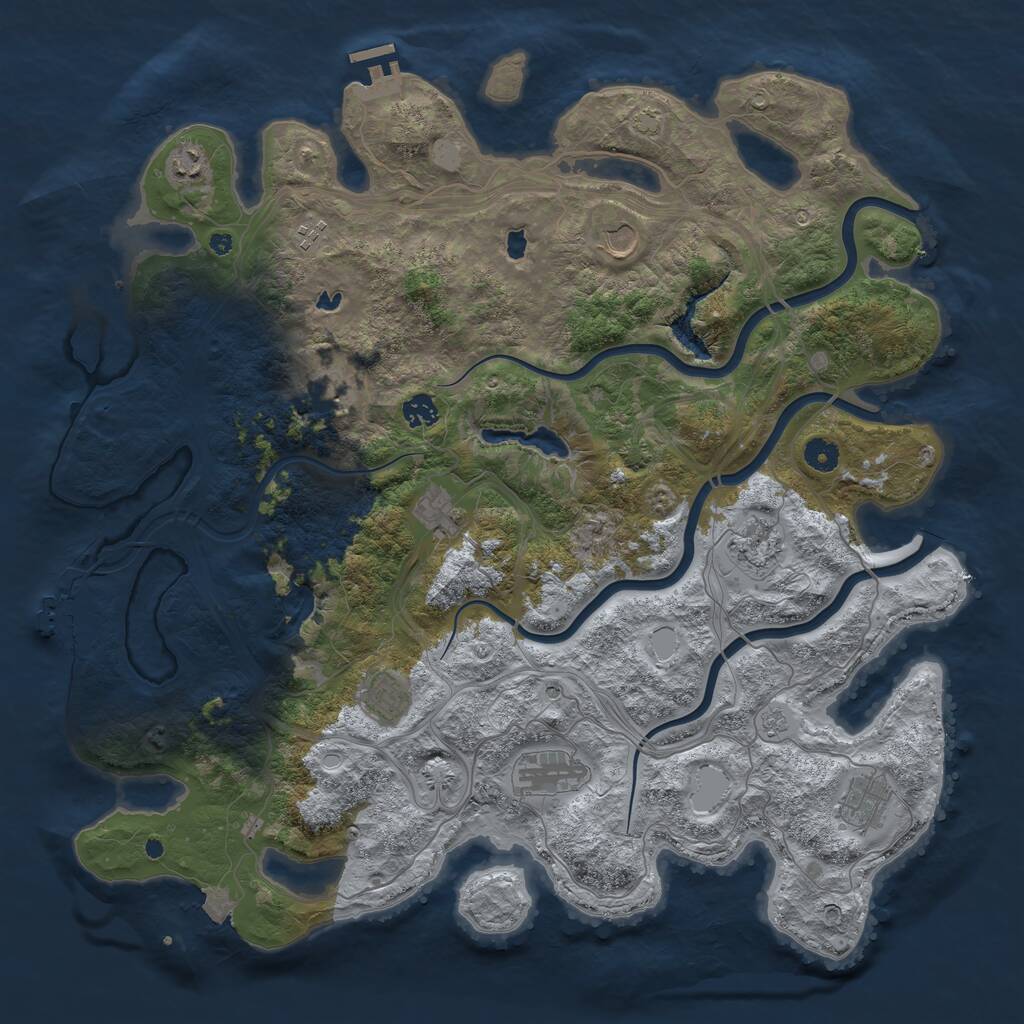 Rust Map: Procedural Map, Size: 4500, Seed: 1835173474, 16 Monuments
