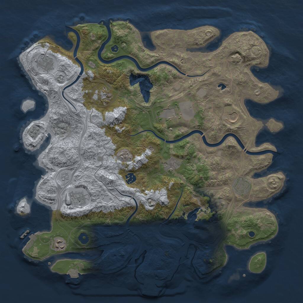 Rust Map: Procedural Map, Size: 4250, Seed: 429465045, 16 Monuments