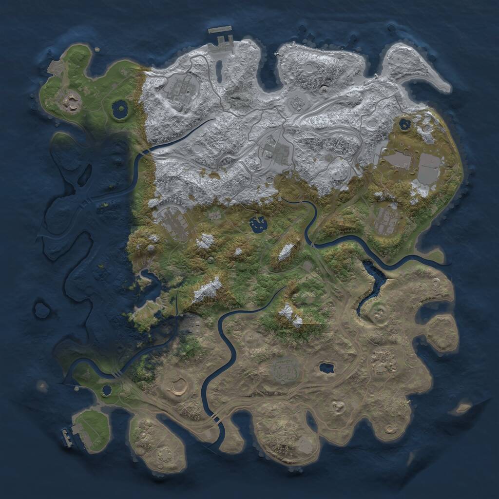 Rust Map: Procedural Map, Size: 4300, Seed: 1136235491, 17 Monuments