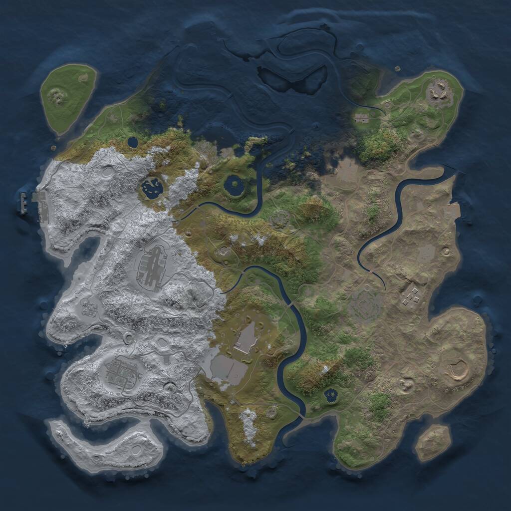 Rust Map: Procedural Map, Size: 3800, Seed: 830479153, 16 Monuments