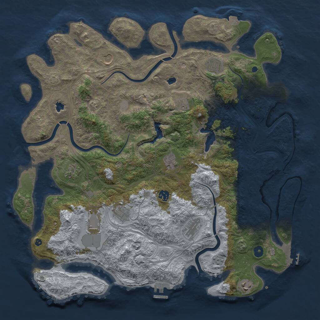 Rust Map: Procedural Map, Size: 4500, Seed: 770643, 17 Monuments