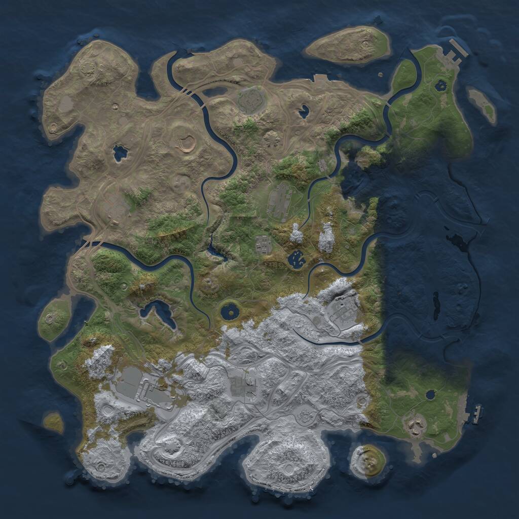 Rust Map: Procedural Map, Size: 4500, Seed: 2135971290, 16 Monuments