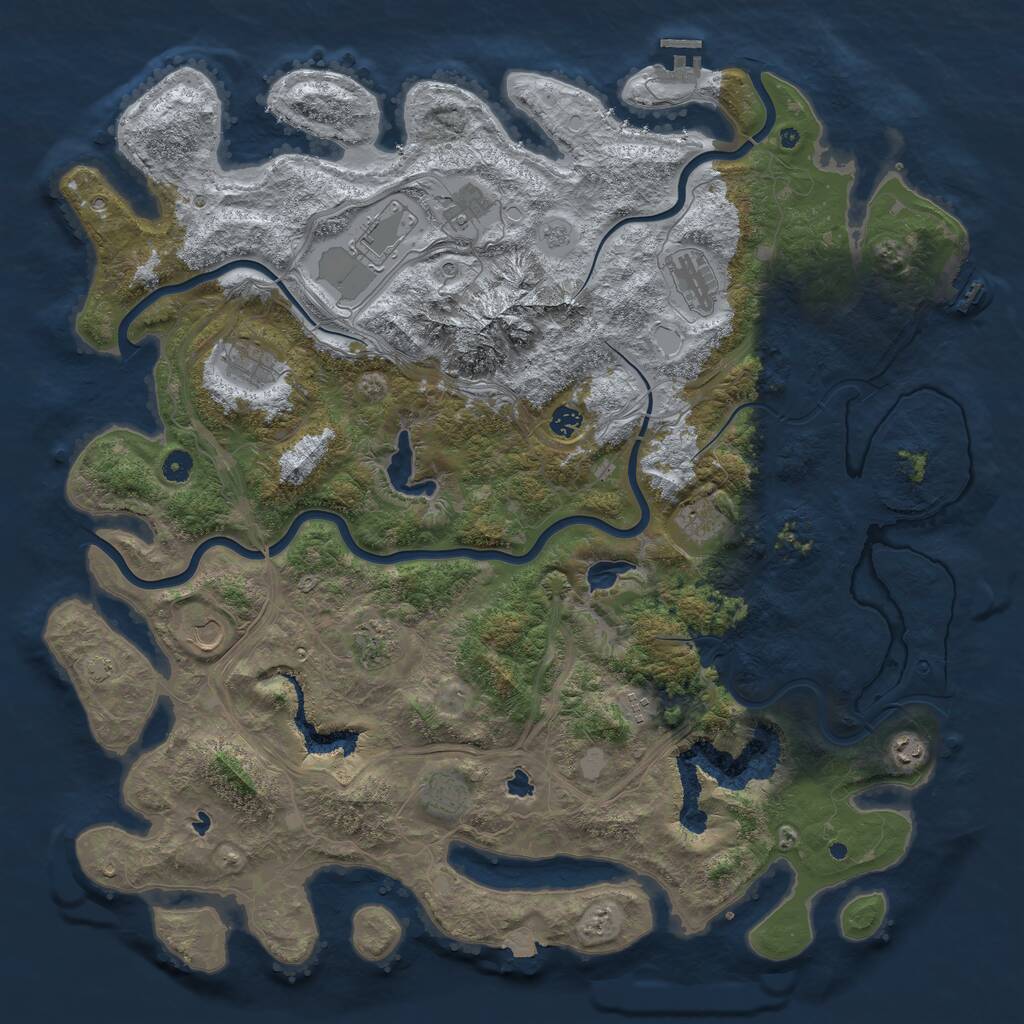 Rust Map: Procedural Map, Size: 5000, Seed: 1927159718, 17 Monuments