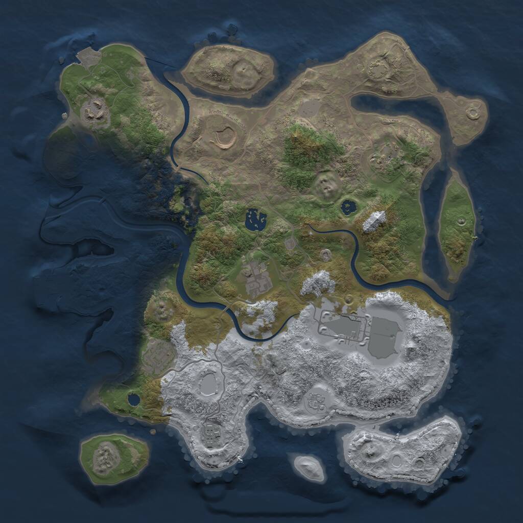 Rust Map: Procedural Map, Size: 3500, Seed: 2125253925, 13 Monuments