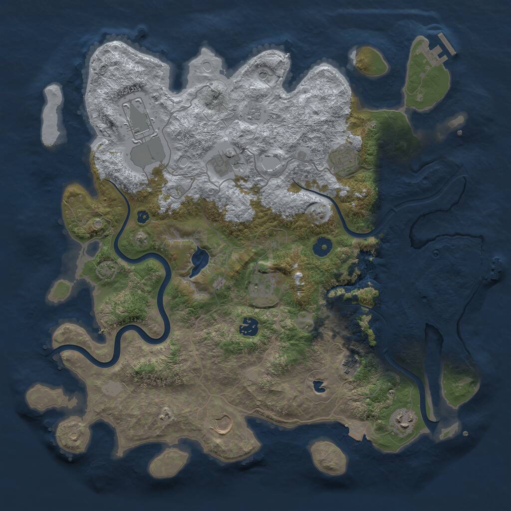 Rust Map: Procedural Map, Size: 4000, Seed: 1993412385, 14 Monuments
