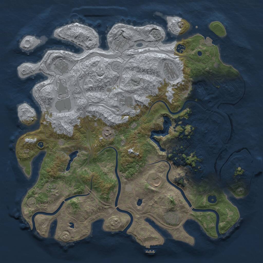 Rust Map: Procedural Map, Size: 4500, Seed: 1700027085, 17 Monuments