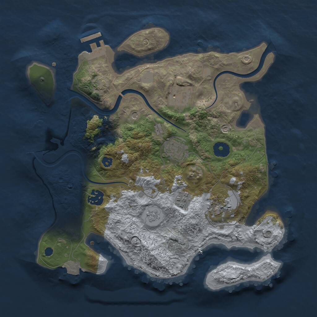 Rust Map: Procedural Map, Size: 3000, Seed: 2061934521, 10 Monuments