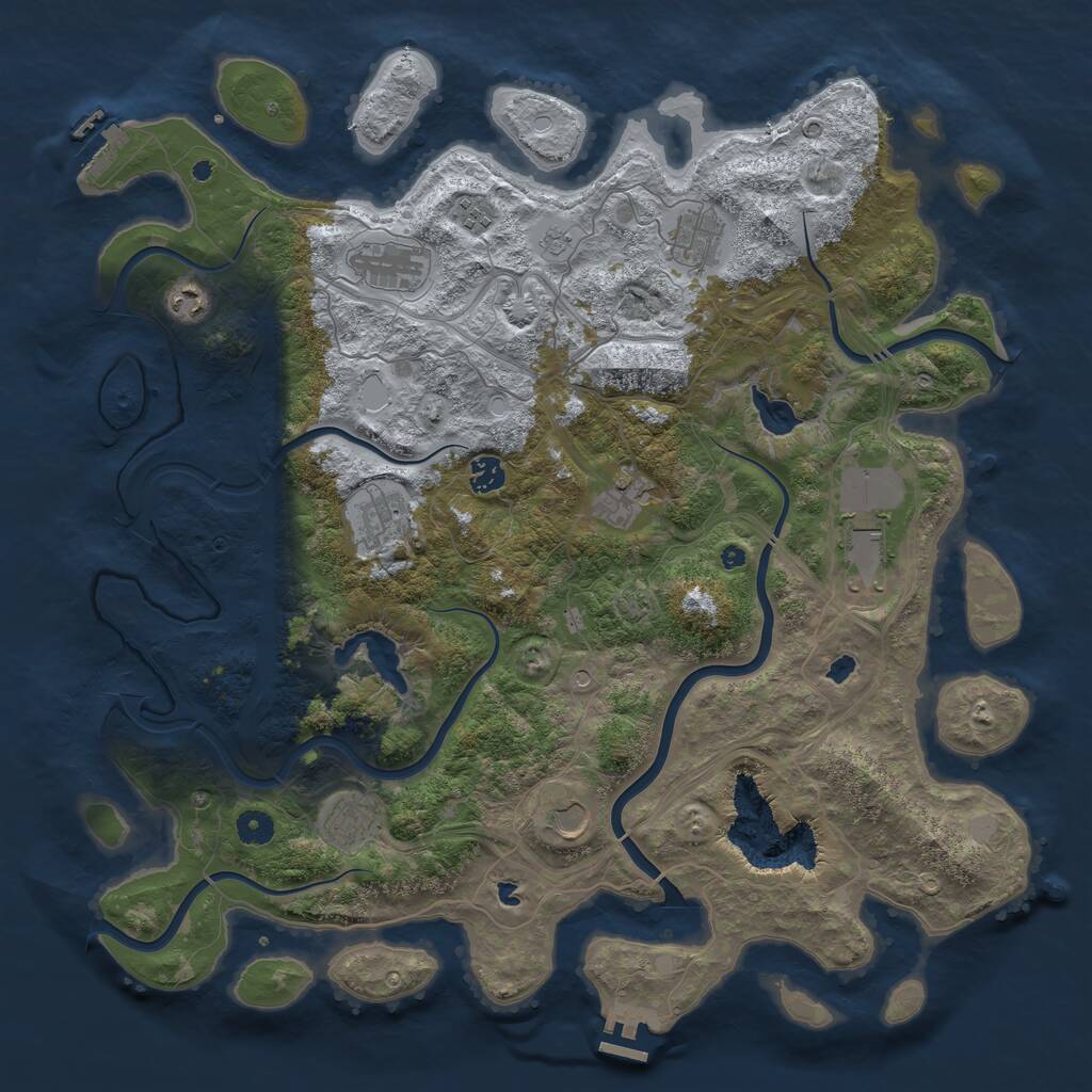 Rust Map: Procedural Map, Size: 4500, Seed: 279791713, 16 Monuments